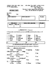 Đề kiểm tra chất lượng giai đoạn III môn Tiếng Anh Lớp 6 - Năm học 2016-2017 - Phòng giáo dục và đào tạo Nam Trực